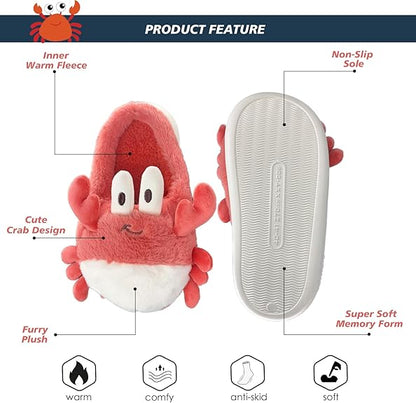 Cute Fuzzy Animal Fleece Slippers for Women. Soft Warm House Slippper. Winter Cozy Home Indoor Non-Slip Slippers